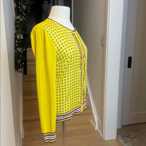 NWT Talbots Classics Yellow Patterned Cardigan size Pettit M - Picture 2 of 5